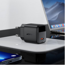 Зарядний пристрій 1xUSB-C 20W Gan A113 Fast Charger + USB-C cable with digital display black Acefast