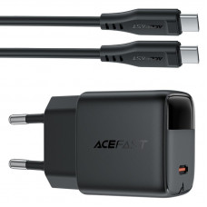 Зарядний пристрій 1xUSB-C 20W Gan A113 Fast Charger + USB-C cable with digital display black Acefast