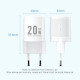 Зарядний пристрій 1xUSB-C 20W GaN + USB-C cable М-М White Vention