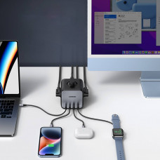 Зарядний пристрій 4xUSB 65W (2хUSB-C+2xUSB-A + 2хSchuko) DigiNest Cube Power Strip CD268 Ugreen