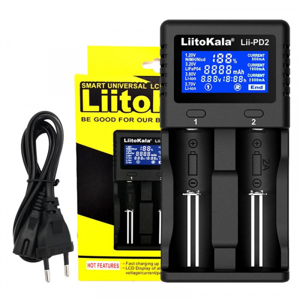 Зарядний пристрій LiitoKala Lii-PD2, 2x(LiOn/LiFePO4/NiMH/NiCd), display