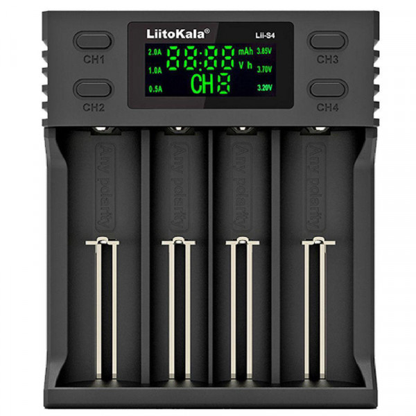 Зарядний пристрій LiitoKala Lii-S4, 4x(Lion/LiFePO4/NiMH/NiCd), Auto Polarity, Display