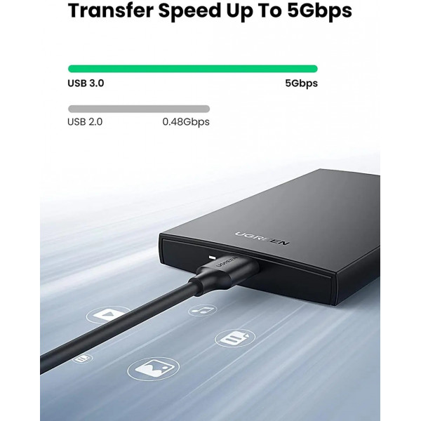 Зовнішня кишеня Ugreen CM237 USB 3.0 2.5Inch Hard Drive Box Чорна