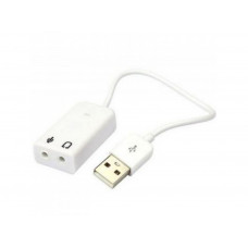 Звукова карта USB AUX jack, 2*TRS (Mic + Ear), Virtual 7.1 Channel, C-Media, кабель 20 см, біла