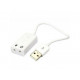 Звукова карта USB AUX jack, 2*TRS (Mic + Ear), Virtual 7.1 Channel, C-Media, кабель 20 см, біла