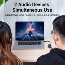 Звукова карта USB AUX jack, 3*TRS (Mic + Ear) 0.15m Volume Control чорна
