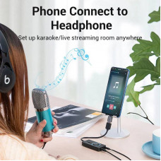 Звукова карта USB AUX jack, 3*TRS (Mic + Ear) 0.15m Volume Control чорна