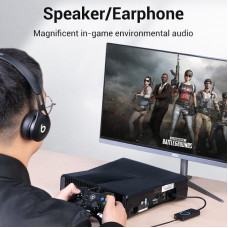 Звукова карта USB AUX jack, 3*TRS (Mic + Ear) 0.15m Volume Control чорна