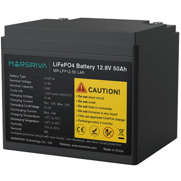 Акумуляторна батарея Marsriva LiFePo4, 12,8 V/50Ah