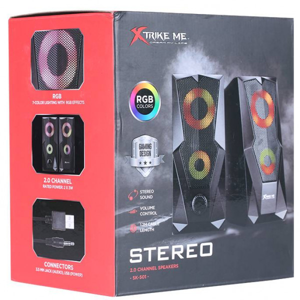 Акустична система 2.0 XTRIKE ME SK-501, 6Вт RGB USB