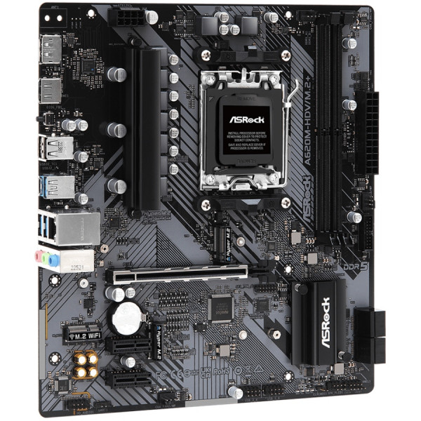 ASRock A620M-HDV/M.2+ (AM5/A620, 2*DDR5, PCIex16, DP/HDMI, 2xSATAІІІ, 2xM.2, GLan, 8ch, mATX)