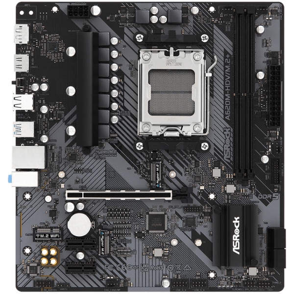 ASRock A620M-HDV/M.2+ (AM5/A620, 2*DDR5, PCIex16, DP/HDMI, 2xSATAІІІ, 2xM.2, GLan, 8ch, mATX)