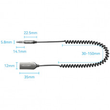 Автомобільний аудіоприймач AUX TRS 3.5мм USB Bluetooth 5.4 Coiled Cable 1.5M Gray Zinc Alloy
