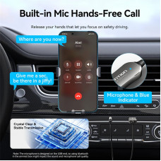 Автомобільний аудіоприймач AUX TRS 3.5мм USB Bluetooth 5.4 Coiled Cable 1.5M Gray Zinc Alloy