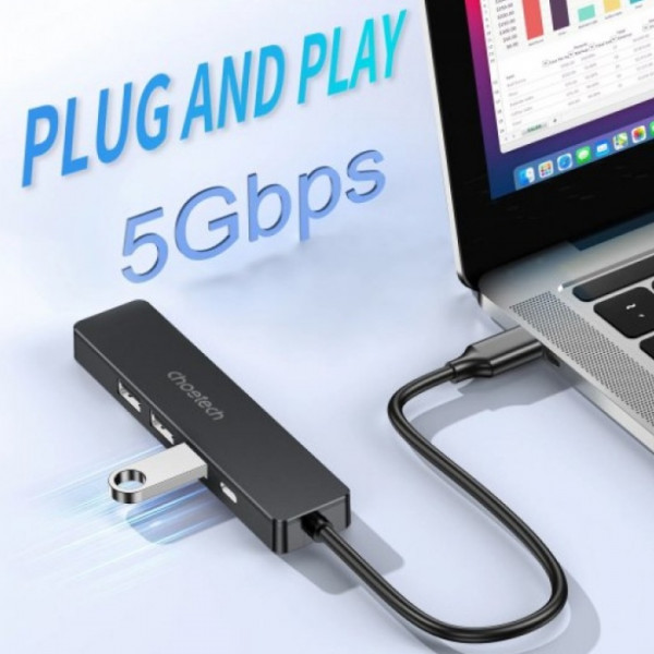 Док-станція USB3.0 Type-C -> HDMI 4K30Hz/USB2.0x2/USB 3.0/USB-C PD 100W 5 in 1 Hub Choetech