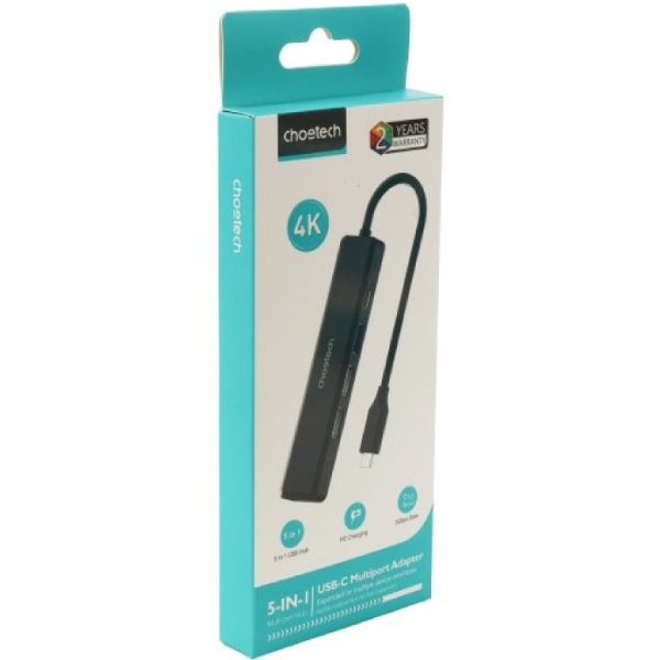 Док-станція USB3.0 Type-C -> HDMI 4K30Hz/USB2.0x2/USB 3.0/USB-C PD 100W 5 in 1 Hub Choetech