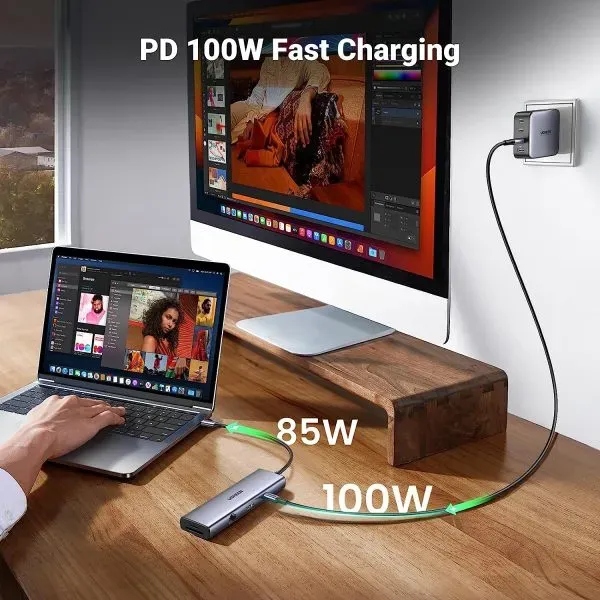 Док-станція USB3.1 Type-C -> HDMI 4K30Hz/VGA/USB 3.0х3/RJ45/SD/TF/PD 100W 9-in-1 CM498 Ugreen