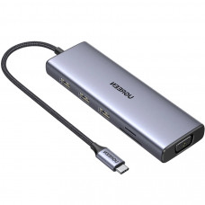 Док-станція USB3.1 Type-C -> HDMI 4K30Hz/VGA/USB 3.0х3/RJ45/SD/TF/PD 100W 9-in-1 CM498 Ugreen