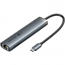 Док-станція USB3.2 Type-C -> HDMI 4K60Hz/USB 3.0x2/RJ45/PD 100W Hub 6-in-1 Vention