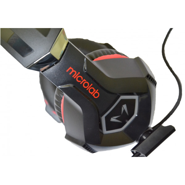 Гарнітура Microlab G7, 3,5мм+USB, Black-Red