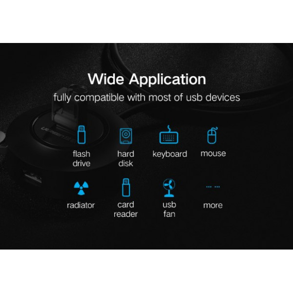 Хаб USB 2.0 -> 4xUSB 2.0 1м passive, Black CR106 Ugreen