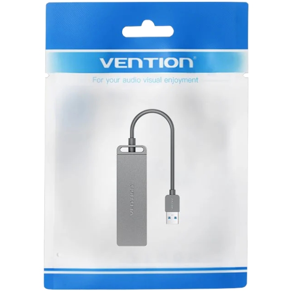 Хаб USB 3.0 -> 4xUSB-A 3.0, 5Gbps, Black Vention