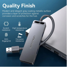 Хаб USB 3.0 -> 4xUSB-A 3.0, 5Gbps, Black Vention