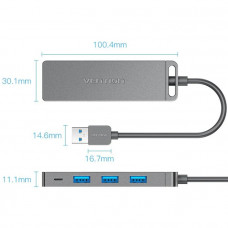 Хаб USB 3.0 -> 4xUSB-A 3.0, 5Gbps, Black Vention
