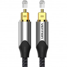 Кабель Audio оптичний Toslink M/M - S/PDIF, 1м, Dolby Digital 5.1, обплетення, сірий Vention