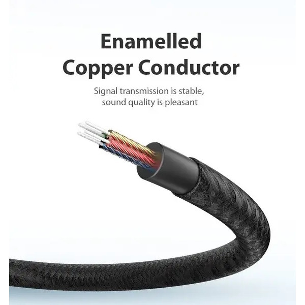 Кабель AUX Audio TRS M/F 1.0м Gold-Plated, нейлонове обплетення, чорний, Vention