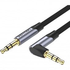 Кабель AUX Audio TRS M/M, кут 90°, 1.0м сірий, Aluminum Alloy Vention