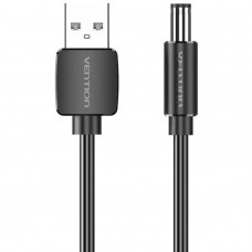 Кабель живлення USB AM - 5.5mm DC Power PVC 5V 3A, Black 0.5м Vention