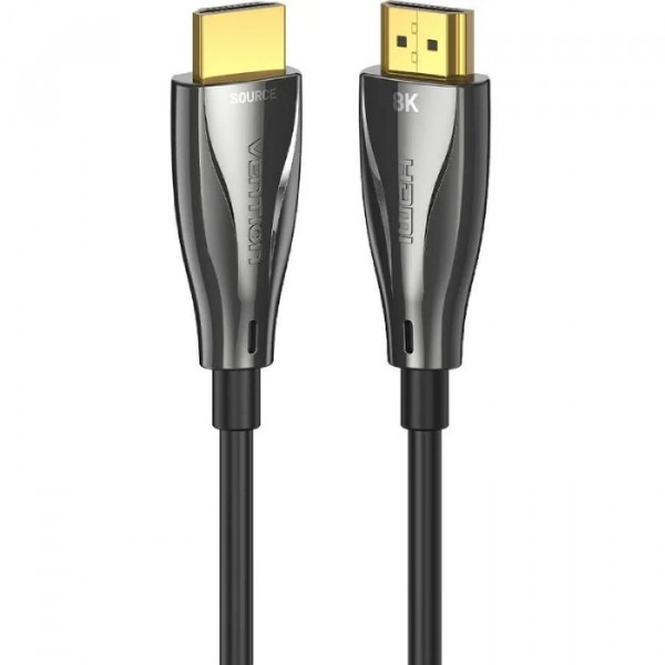 Кабель HDMI M - M, 10.0м, V2.1, Optical 8K 60Гц 48Gbps Dolby 7.1 TPE Black Zinc Alloy Vention