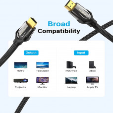 Кабель HDMI M - M, 3.0 м, V2.0, 4K 60Гц, обплетення, Zinc Alloy Type чорний Vention