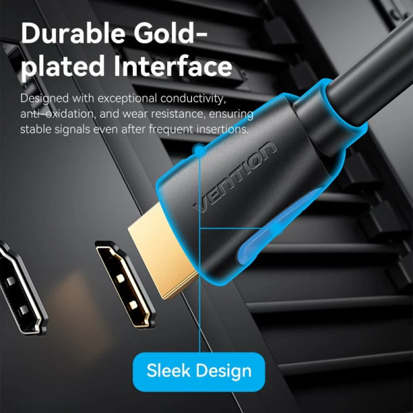 Кабель HDMI M - M, 5.0м, V2.0, 4K 60Гц, Gold-Plated, PVC Vention