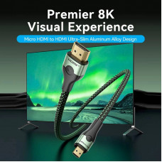 Кабель HDMI M - Micro HDMI M, 2.1 м, V2.0 8K 60Гц Aluminum Alloy Type Green Vention
