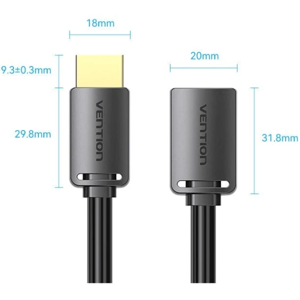 Кабель продовжувач HDMI M - F V2.0, 0.5м 4K 60Гц PVC, Vention