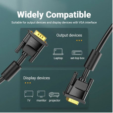 Кабель VGA 15M-15M, 8.0м, з ферритами, чорний Vention