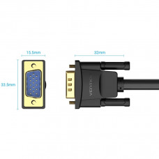 Кабель VGA 15M-15M, 8.0м, з ферритами, чорний Vention