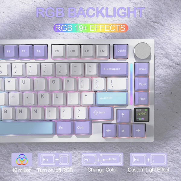 Клавіатура ігрова механічна Attack Shark X820 Ultra 81кл. RGB, Wireless, Gift Axis White