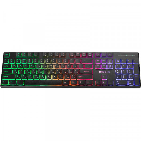 Клавіатура ігрова XTRIKE ME KB-511 UA 104кл. низ.профіль, райдужна LED підсв., USB чорна