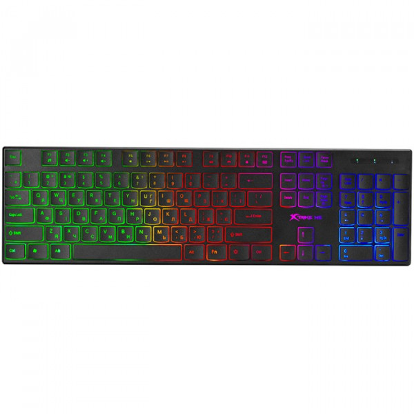 Клавіатура ігрова XTRIKE ME KB-511 UA 104кл. низ.профіль, райдужна LED підсв., USB чорна