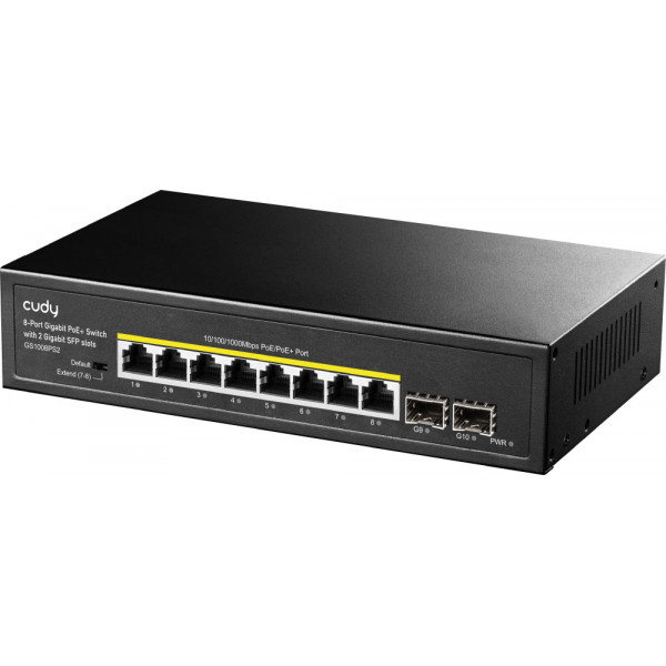 Комутатор Cudy GS1008PS2, 8-Port Gigabit PoE+ Switch with 2 Gigabit SFP slot 120W