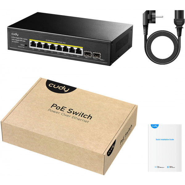 Комутатор Cudy GS1008PS2, 8-Port Gigabit PoE+ Switch with 2 Gigabit SFP slot 120W