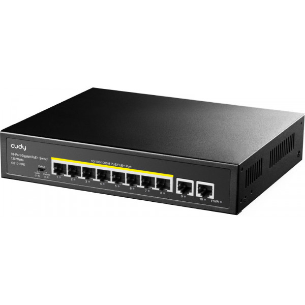 Комутатор Cudy GS1010PE, 8-Port Gigabit PoE+ Switch with 2 Gigabit Uplink Ports 120W