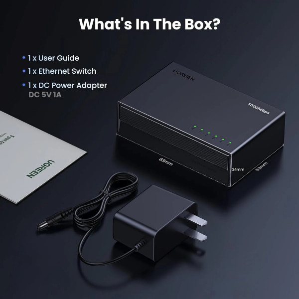Комутатор Ugreen, 5-Port Gigabit Ethernet Switch