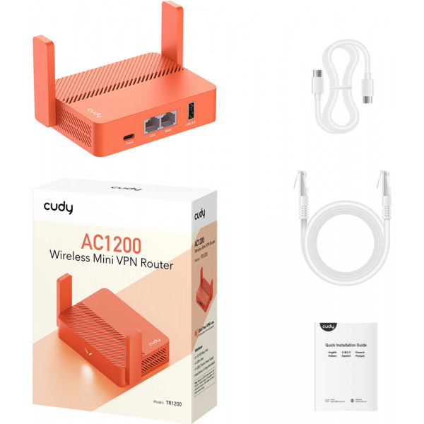 Маршрутизатор Cudy TR1200, AC1200 Wi-Fi Mesh Router with USB, 2×10/100Mbps RJ45