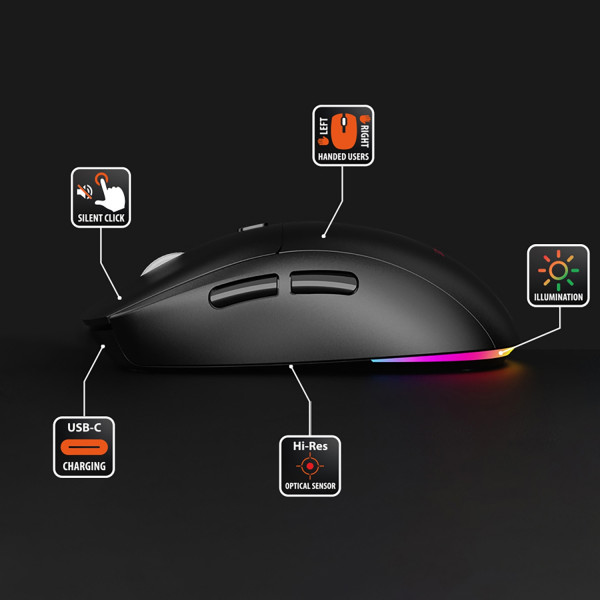 Мишка Media-Tech MT1124, бездротова Bluetooth+2.4G, 3200dpi., 5кн., Silent, чорна