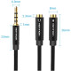 Перехідник Audio Jack TRS M -> 2xF, 1.0м, Cotton braided, чорний, Vention