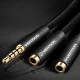 Перехідник Audio Jack TRS M -> 2xF, 1.0м, Cotton braided, чорний, Vention